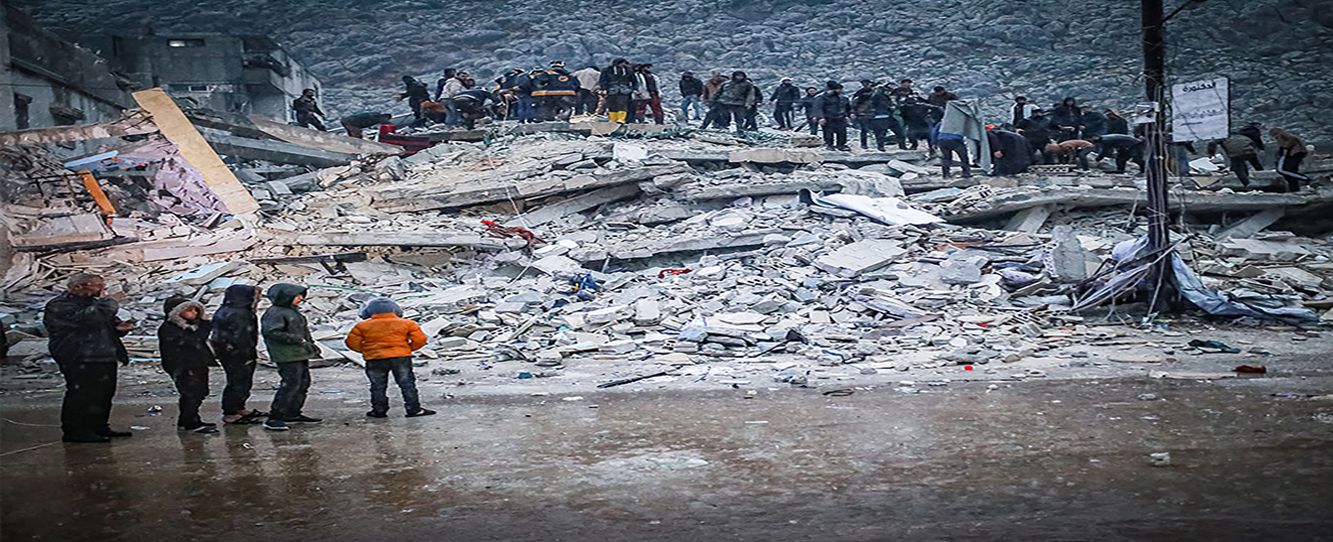 image of buildings collapsed into rubbles in Syria after recent earthquake